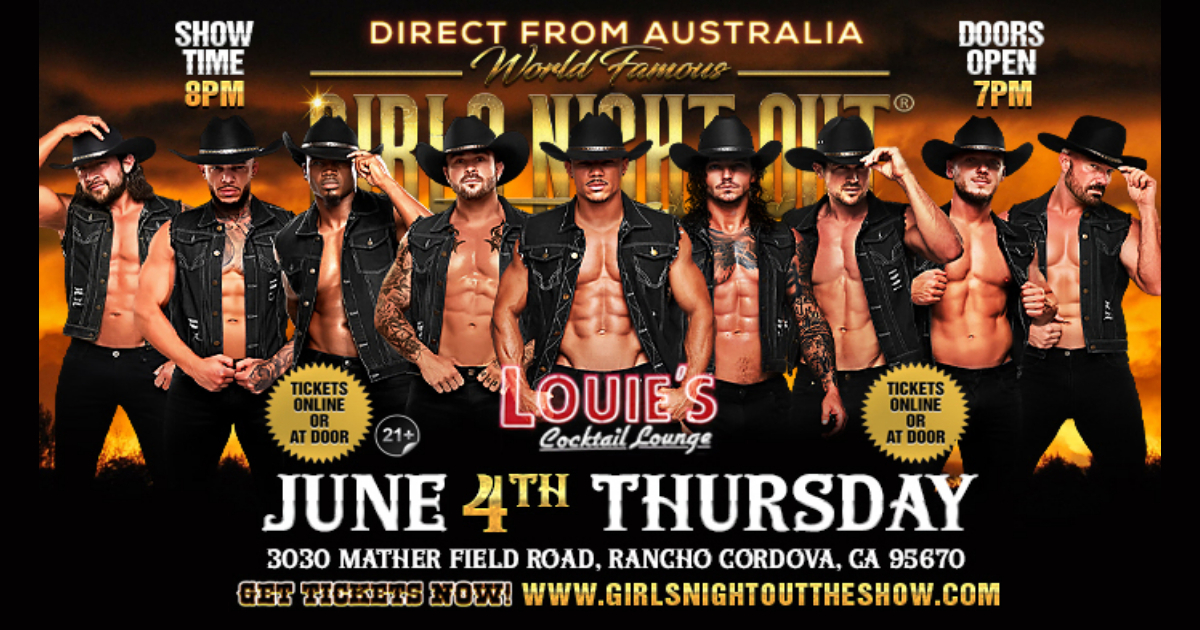 Australia's Ultimate Ladies Night Event Is Coming to Rancho Cordova! Limited Tickets On Sale NOW! Open to Ages 21+ Doors open at 7pm Australia's Biggest ladies night is taking over the stage at Louie's on Thursday June 4th!! Catch the HUNKS for a breath-taking performance like none other! RANCHO CORDOVA ARE YOU READY?! MAGIC HUNKS Live Australia WORLD TOUR is hitting Rancho Cordova, CA for one night only!This is your chance to witness the Ultimate,high energy,jaw dropping,pulse-racing show LIVE! Expect an all-star lineup, heart racing performance,and electrifying stage presence that will leave you breathless and begging for more! Whether you’re celebrating a Birthday, Bachelorette, Divorce, Dirty Thirty or your own Sheer Awesomeness, you don’t want to miss the most exciting ladies night out of the year! So Girls come MISBEHAVE in an empowering, fun-filled evening created just for you and embark on an unforgettable night of Fun & Excitement! After all, you deserve a night out with your girlfriends. So what are you waiting for! SHOW SCHEDULE 7PM DOORS FOR VIP AND FRONT ROW 7:30PM FOR GENERAL ADMISSION 8PM Showtime 10:30PM -Show Over +Meet N Greet VIPS Round up your party Squad for the ULTIMATE Girls' Night Out! Get Ready for a night Packed with jaw -dropping entertainment,cheeky surprise,and non-stop fun! TICKETS ARE SELLING FAST-DON'T MISS THE BEST GIRLS NIGHT EVER! Secure yours,Now and experience MAGIC HUNKS Australia WORLD TOUR LIVE! IMPORTANT REMINDERS Arrive 30 min early to check in and avoid long lines. Line Up Disclaimer:MAGIC HUNKS reserves the right to adjust performer roster based on availability Effects Notice: The Show may include flashing lights and strobe effects Don't Miss Out! Book your tickets now for a night that promises to be fun and unforgettable! #liveevent #girlsnight #girlsnightout #dance #concert #bacheloretteparty #thingstodo #nightlife #ladiesnight #ladiesnightout #eventsnearme #nightlife #bachelorette #bacheloretteparty #bestnightever #liveevent #liveevents #bestnightever #divorcepartyideas #girlstrip #squadgoals #divorceparty #dirty30 #bestnightever #girlsnightoutback #events #liveshow #event #ranchocordovanightlife #thingstodoranchocordova NOTE: Tickets are non-refundable unless the show gets canceled. In some rare circumstances, the show might be rescheduled; the previously purchased tickets will be honored on the new date and your ticket will be honored at the new date. In cases of rescheduling, we will inform you via email.