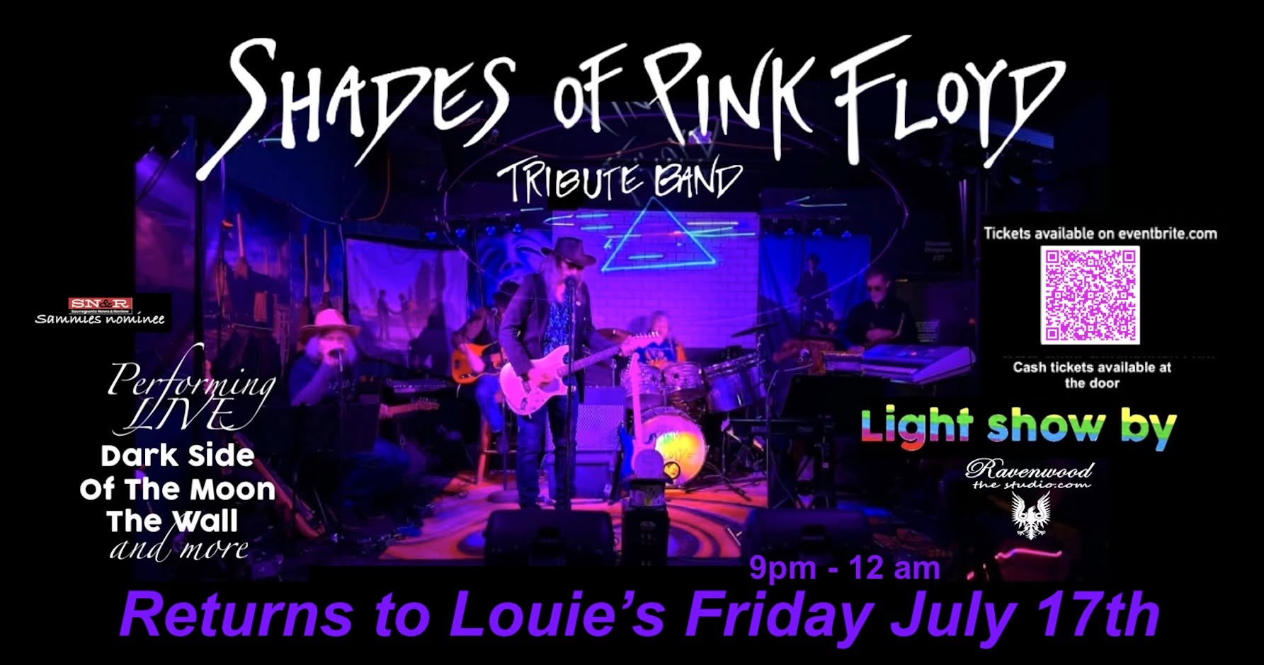 Friday, July 17, 2026, SHADES OF PINK FLOYD LIVE AT LOUIE'S COCKTAIL LOUNGE 🌈🎸 Rancho Cordova, are you ready for a hometown rock spectacle?